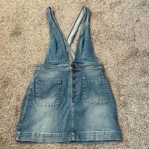 Free People Denim jumper romper skirt